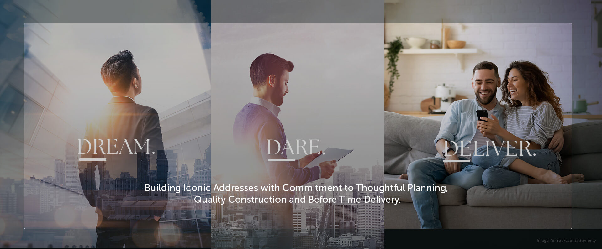 Satra Corp real estate values – Dream, Dare, Deliver – showcasing residential and commercial project vision in Mumbai